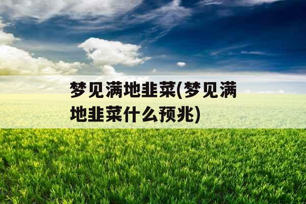 梦见满地韭菜(梦见满地韭菜什么预兆)