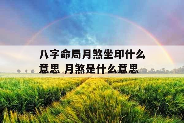 八字命局月煞坐印什么意思 月煞是什么意思