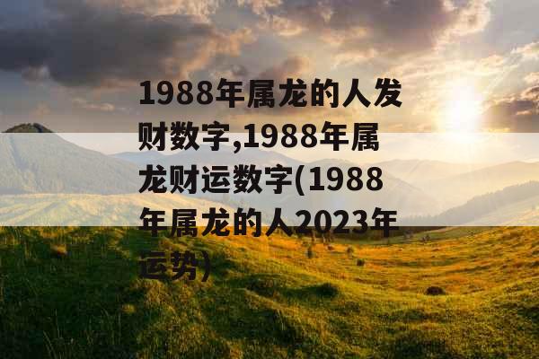 1988年属龙的人发财数字,1988年属龙财运数字(1988年属龙的人2023年运势)