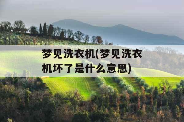 梦见洗衣机(梦见洗衣机坏了是什么意思)