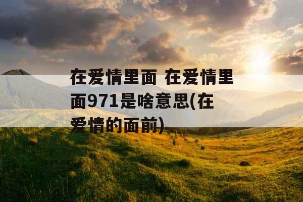 在爱情里面 在爱情里面971是啥意思(在爱情的面前)