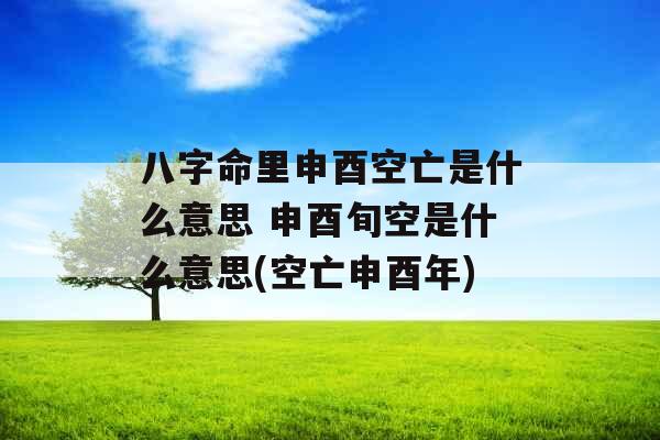 八字命里申酉空亡是什么意思 申酉旬空是什么意思(空亡申酉年)