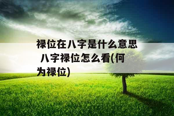 禄位在八字是什么意思 八字禄位怎么看(何为禄位)