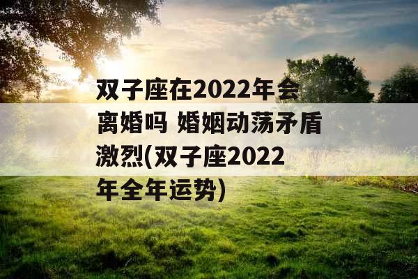 双子座在2022年会离婚吗 婚姻动荡矛盾激烈(双子座2022年全年运势)