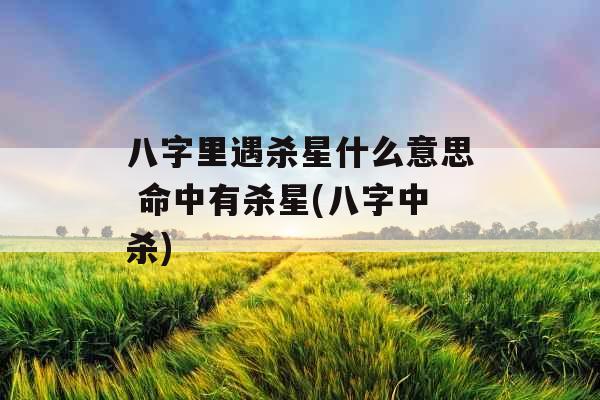 八字里遇杀星什么意思 命中有杀星(八字中杀)