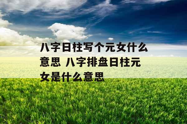八字日柱写个元女什么意思 八字排盘日柱元女是什么意思