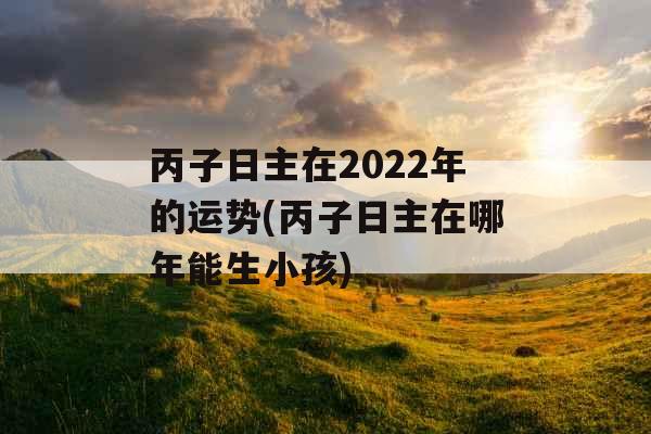 丙子日主在2022年的运势(丙子日主在哪年能生小孩)