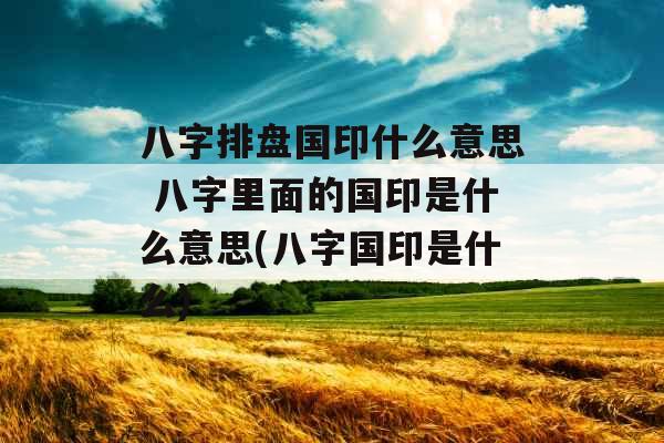 八字排盘国印什么意思 八字里面的国印是什么意思(八字国印是什么)