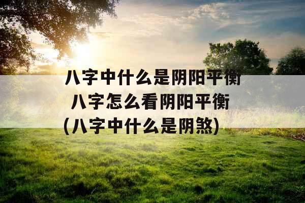 八字中什么是阴阳平衡 八字怎么看阴阳平衡(八字中什么是阴煞)