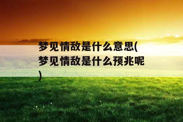 梦见情敌是什么意思(梦见情敌是什么预兆呢) 梦见情敌是什么意思(梦见情敌是什么预兆呢)