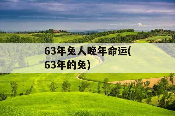 63年兔人晚年命运(63年的兔) 63年兔人晚年命运(63年的兔)