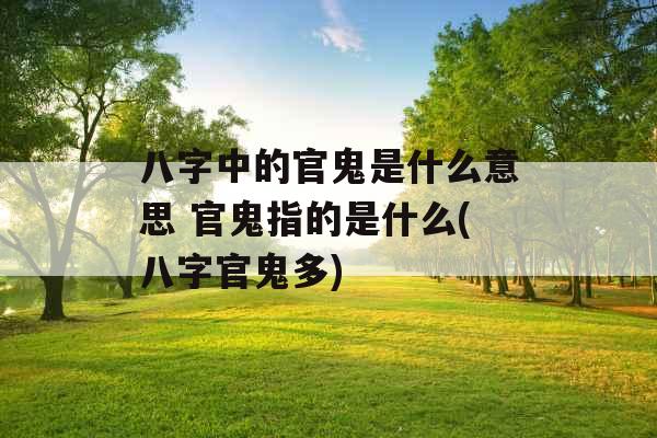 八字中的官鬼是什么意思 官鬼指的是什么(八字官鬼多)