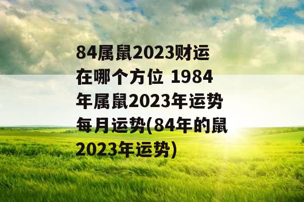 84属鼠2023财运在哪个方位 1984年属鼠2023年运势每月运势(84年的鼠2023年运势)