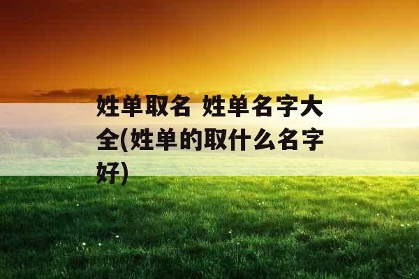 姓单取名 姓单名字大全(姓单的取什么名字好)