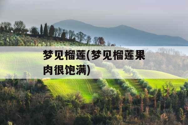 梦见榴莲(梦见榴莲果肉很饱满) 梦见榴莲(梦见榴莲果肉很饱满)