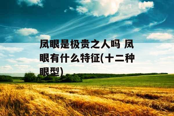 凤眼是极贵之人吗 凤眼有什么特征(十二种眼型)