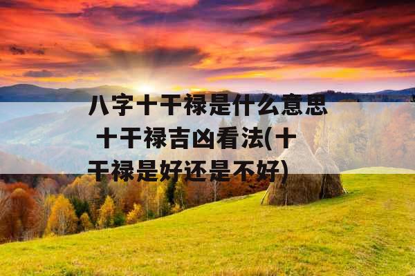 八字十干禄是什么意思 十干禄吉凶看法(十干禄是好还是不好)