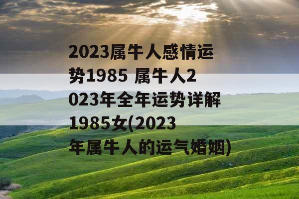 2023属牛人感情运势1985 属牛人2023年全年运势详解1985女(2023年属牛人的运气婚姻)