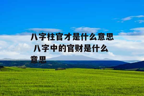 八字柱官才是什么意思 八字中的官财是什么意思