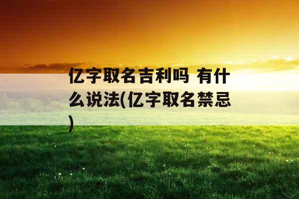 亿字取名吉利吗 有什么说法(亿字取名禁忌)