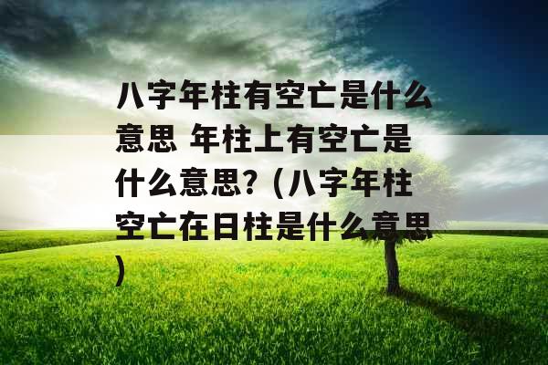 八字年柱有空亡是什么意思 年柱上有空亡是什么意思?(八字年柱空亡在日柱是什么意思)