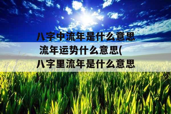 八字中流年是什么意思 流年运势什么意思(八字里流年是什么意思)