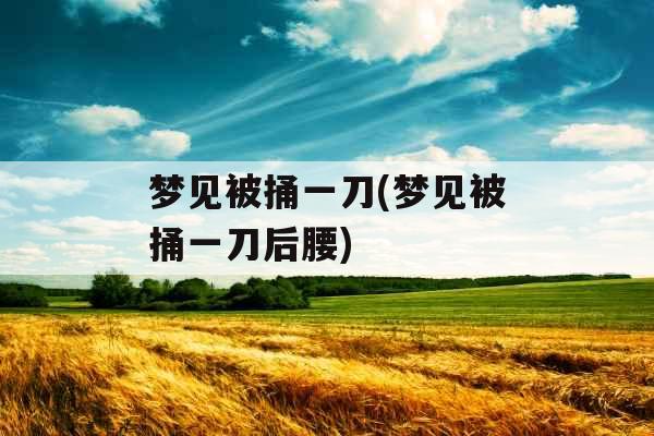 梦见被捅一刀(梦见被捅一刀后腰)