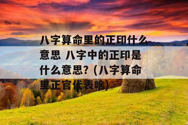 八字算命里的正印什么意思 八字中的正印是什么意思？(八字算命里正官代表啥)