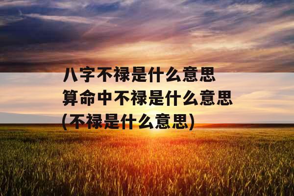 八字不禄是什么意思 算命中不禄是什么意思(不禄是什么意思)