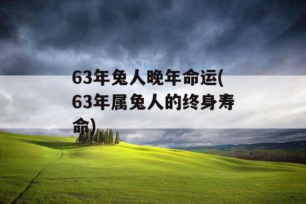 63年兔人晚年命运(63年属兔人的终身寿命)