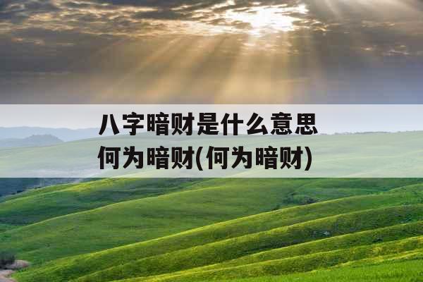 八字暗财是什么意思 何为暗财(何为暗财)