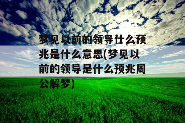 梦见以前的领导什么预兆是什么意思(梦见以前的领导是什么预兆周公解梦)