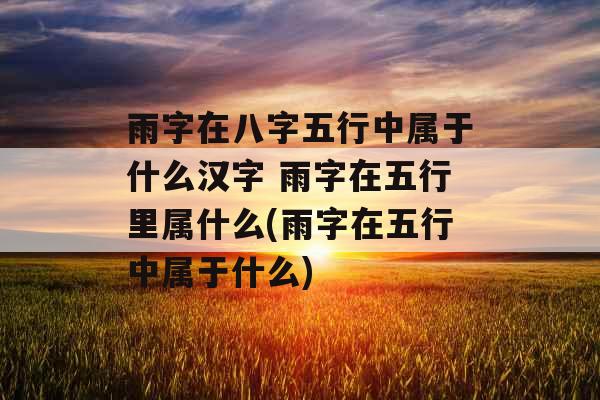 雨字在八字五行中属于什么汉字 雨字在五行里属什么(雨字在五行中属于什么) 雨字在八字五行中属于什么汉字 雨字在五行里属什么(雨字在五行中属于什么)
