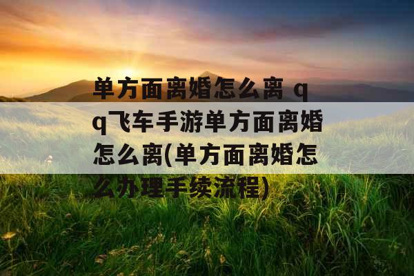 单方面离婚怎么离 qq飞车手游单方面离婚怎么离(单方面离婚怎么办理手续流程)
