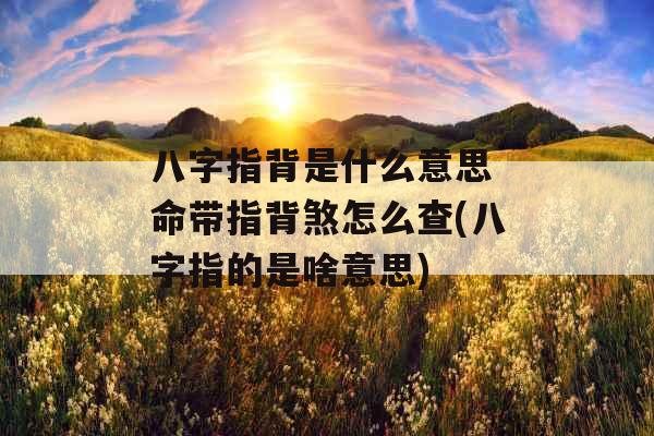 八字指背是什么意思 命带指背煞怎么查(八字指的是啥意思)