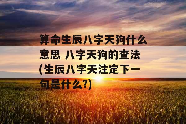 算命生辰八字天狗什么意思 八字天狗的查法(生辰八字天注定下一句是什么?)