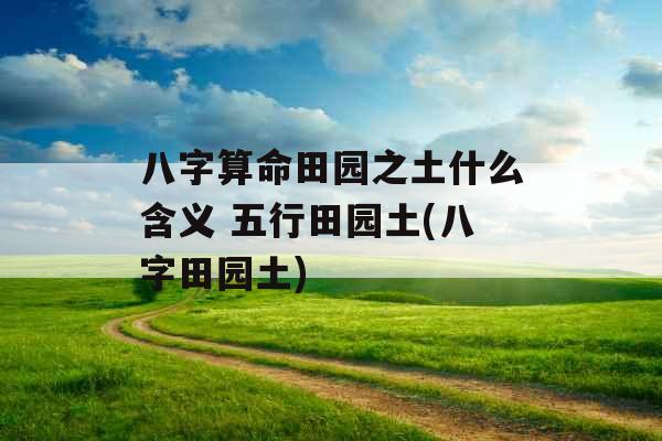八字算命田园之土什么含义 五行田园土(八字田园土)