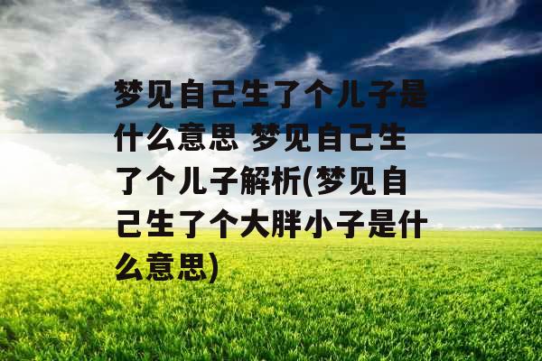 梦见自己生了个儿子是什么意思 梦见自己生了个儿子解析(梦见自己生了个大胖小子是什么意思) 梦见自己生了个儿子是什么意思 梦见自己生了个儿子解析(梦见自己生了个大胖小子是什么意思)
