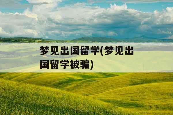 梦见出国留学(梦见出国留学被骗)