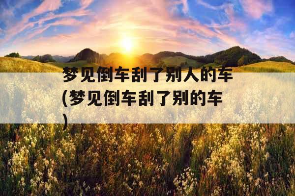 梦见倒车刮了别人的车(梦见倒车刮了别的车)