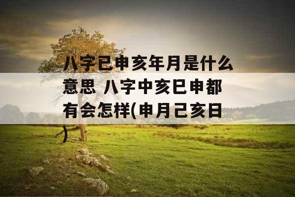 八字已申亥年月是什么意思 八字中亥巳申都有会怎样(申月己亥日) 八字已申亥年月是什么意思 八字中亥巳申都有会怎样(申月己亥日)