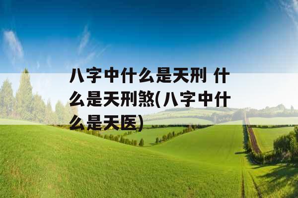 八字中什么是天刑 什么是天刑煞(八字中什么是天医)