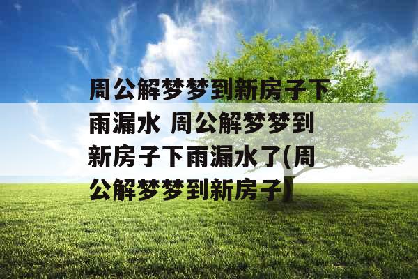 周公解梦梦到新房子下雨漏水 周公解梦梦到新房子下雨漏水了(周公解梦梦到新房子)