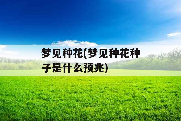 梦见种花(梦见种花种子是什么预兆) 梦见种花(梦见种花种子是什么预兆)