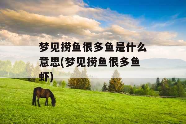 梦见捞鱼很多鱼是什么意思(梦见捞鱼很多鱼虾) 梦见捞鱼很多鱼是什么意思(梦见捞鱼很多鱼虾)