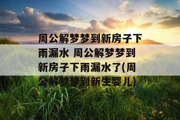 周公解梦梦到新房子下雨漏水 周公解梦梦到新房子下雨漏水了(周公解梦梦到新生婴儿) 周公解梦梦到新房子下雨漏水 周公解梦梦到新房子下雨漏水了(周公解梦梦到新生婴儿)