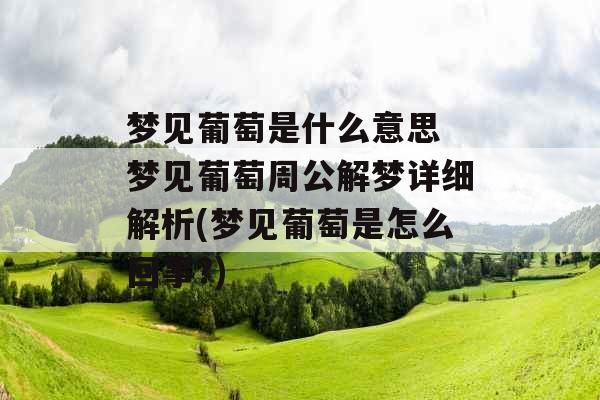 梦见葡萄是什么意思 梦见葡萄周公解梦详细解析(梦见葡萄是怎么回事?)