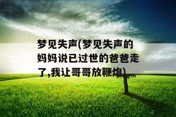 梦见失声(梦见失声的妈妈说已过世的爸爸走了,我让哥哥放鞭炮)