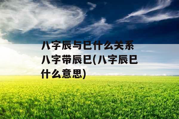 八字辰与巳什么关系 八字带辰巳(八字辰巳什么意思)