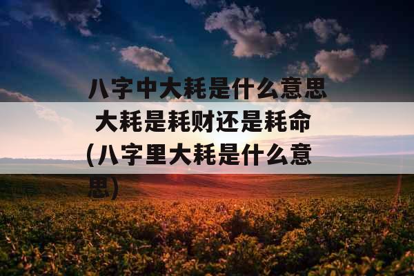 八字中大耗是什么意思 大耗是耗财还是耗命(八字里大耗是什么意思) 八字中大耗是什么意思 大耗是耗财还是耗命(八字里大耗是什么意思)